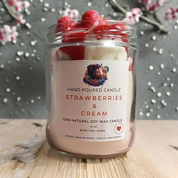 Strawberries and Cream whipped candle