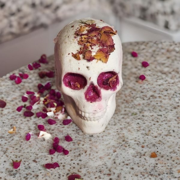 Skull Bath Bomb Infused with Dried Rose Petals