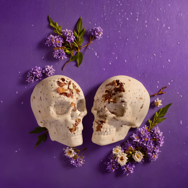 Skull Bath Bomb with Rose Petals