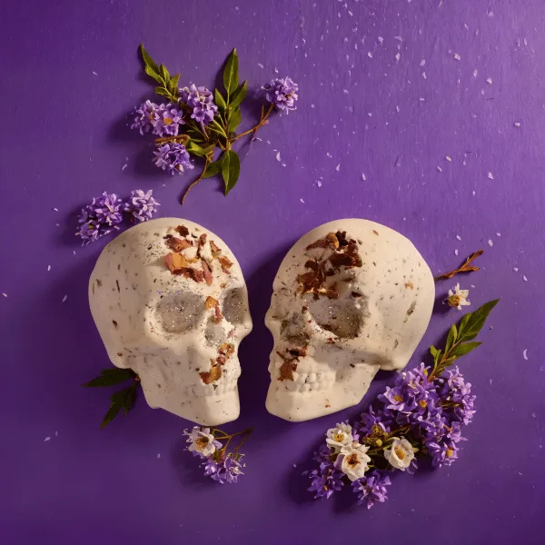 Skull Bath Bomb with Rose Petals