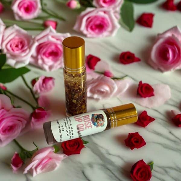 Rose Petal Infused Lip Oil with 24K Gold Edible Flecks