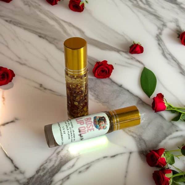 Rose Petal Lip Oil with 24K Gold Edible Flecks - Image 4